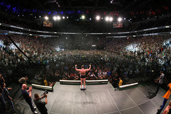 LAS VEGAS, NV - OCTOBER 05: Conor McGregor of Ireland poses on the scale during the UFC 229 weigh-in inside T-Mobile Arena on October 5, 2018 in Las Vegas, Nevada. (Photo by Josh Hedges/Zuffa LLC/Zuffa LLC via Getty Images)